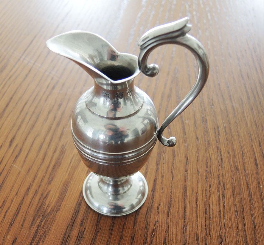 Antique French Mini Silver Metal Ewer