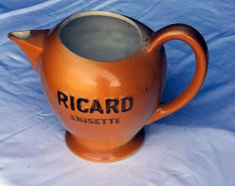 Antique French Earthenware RICARD ANISETTE Carafe / Pitcher