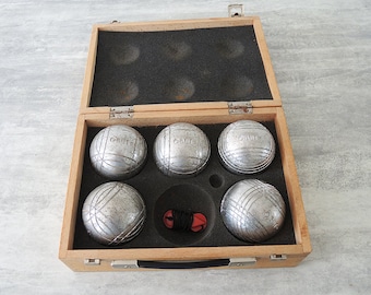 Antique French Set of 5 Stainless Steel OBUS Pétanque Balls