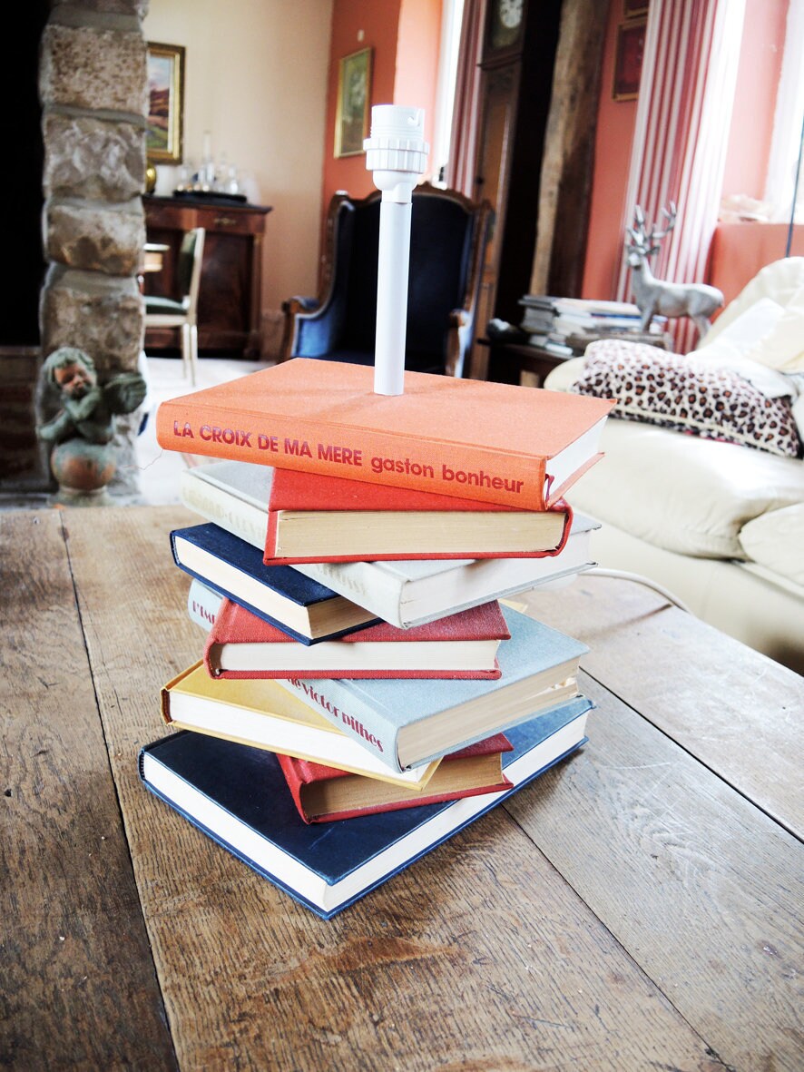 Antique French Lamp Base With Book Design