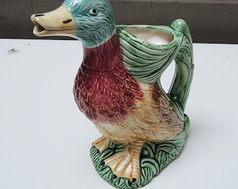 Vintage Franse keramische Slip Duck werper / kruik