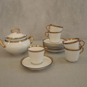 Antique French Partial Porcelain Coffee Set 11 pcs
