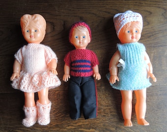 Set of 3 Antique French Hard Plastic Dolls (1970's)