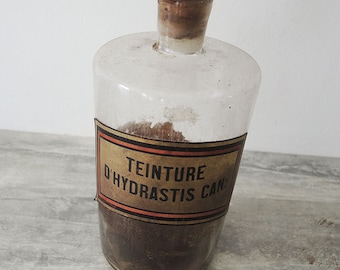 Antique French Apothecary Jar / Bottle Teinture d'Hydrastis Can