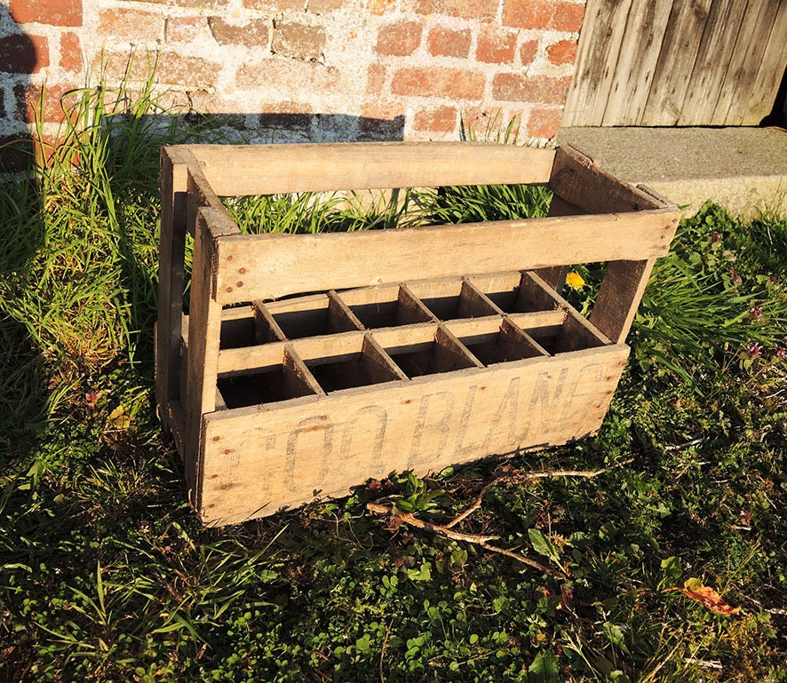 Caisse Antique Français en Bois de 10 Bouteilles - Coq Blanc