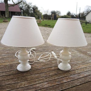 2 Vintage Alabaster Bedside Lamps