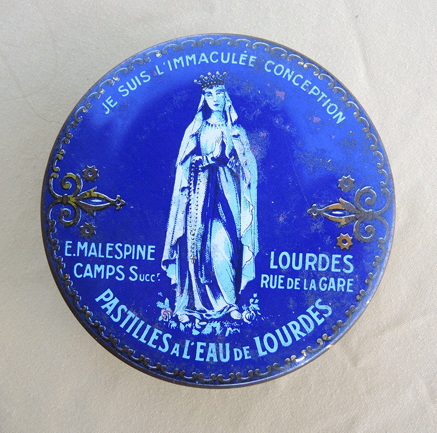 Boîte Antique de Pastilles Lourdes, France - E Malespine