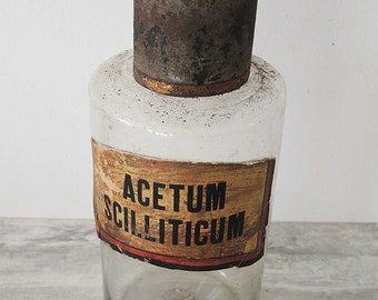 Antique French Apothecary Jar / Bottle Acetum Scilliticum