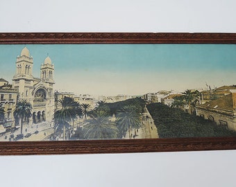 Foto panorámica antigua francesa coloreada a mano: Túnez