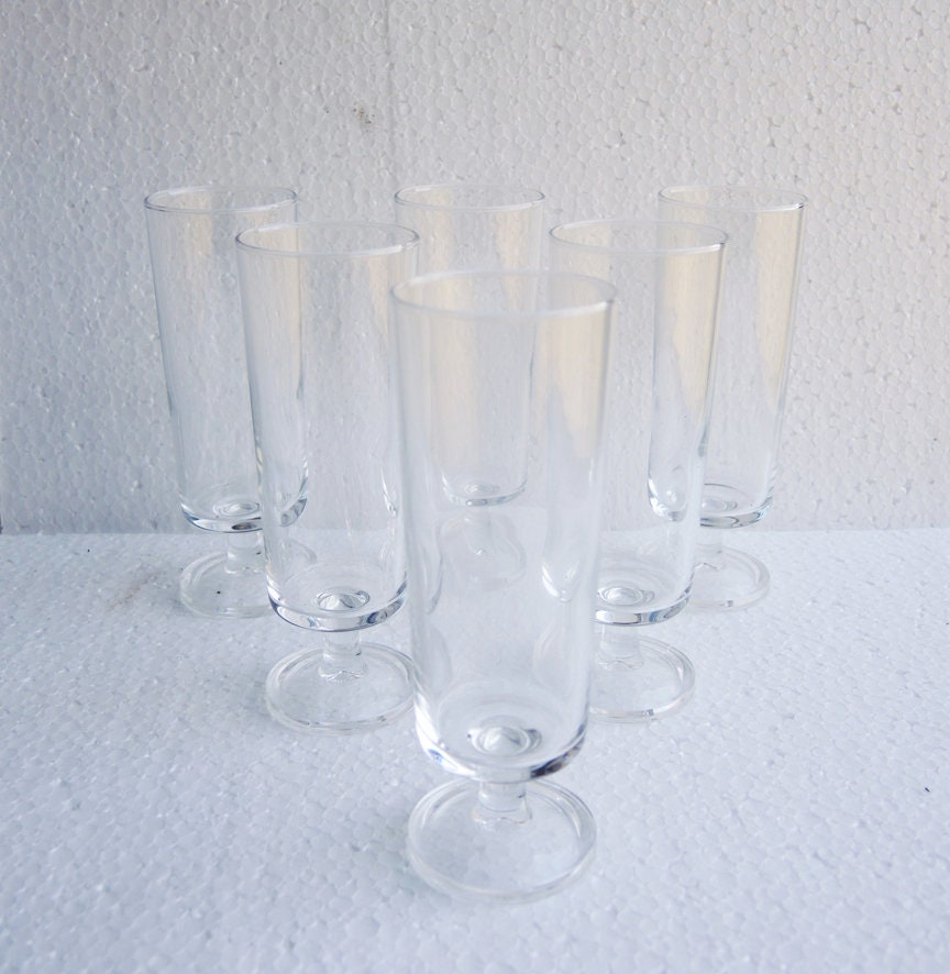 Set Of 6 Antique French Transparent Luminarc Champagne Glasses - H 14 X D 4 cm