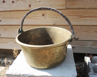 Antique French Brass or Copper Jam  Cooking Pot