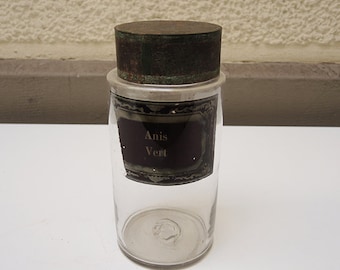 Antique French Pharmacy Jar / Apothecary Bottle : Green Anise