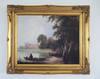 Italian Oil Painting - The Castle - Gilded Wood Frame - BARJ-BUZZONI Collection