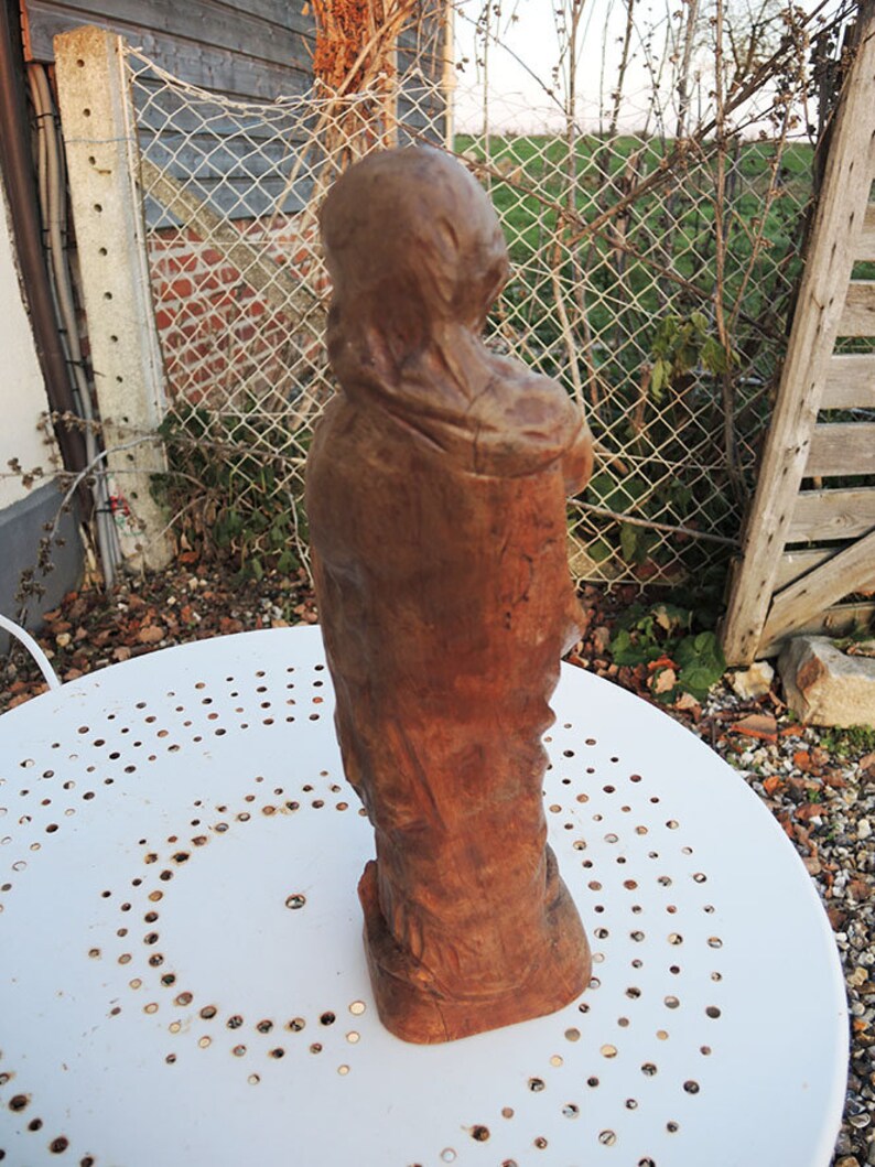 Antique Carved Wood Statue the Virgin Crushing the Serpent Etsy