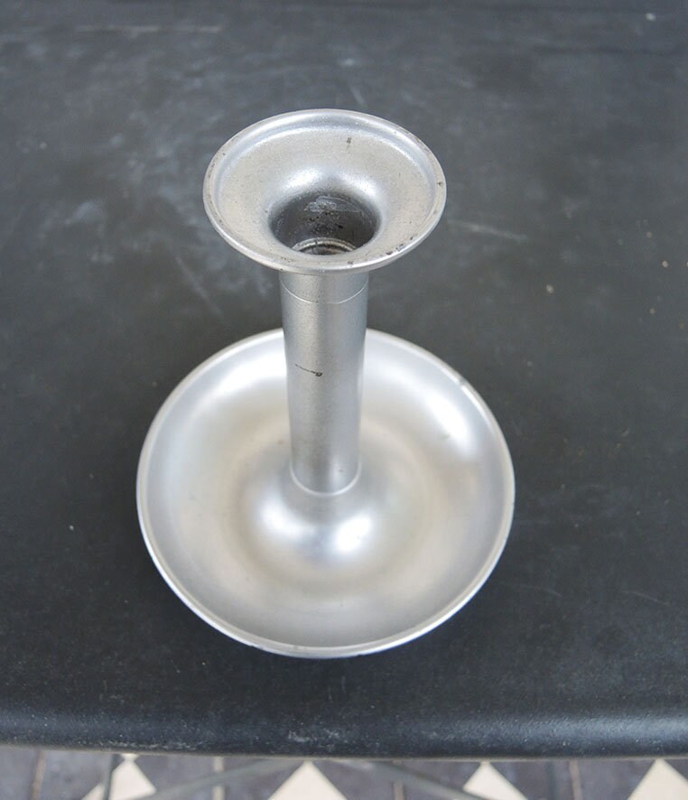 Ancien Français Marqué en Étain Bougeoir H 16, 5 cm