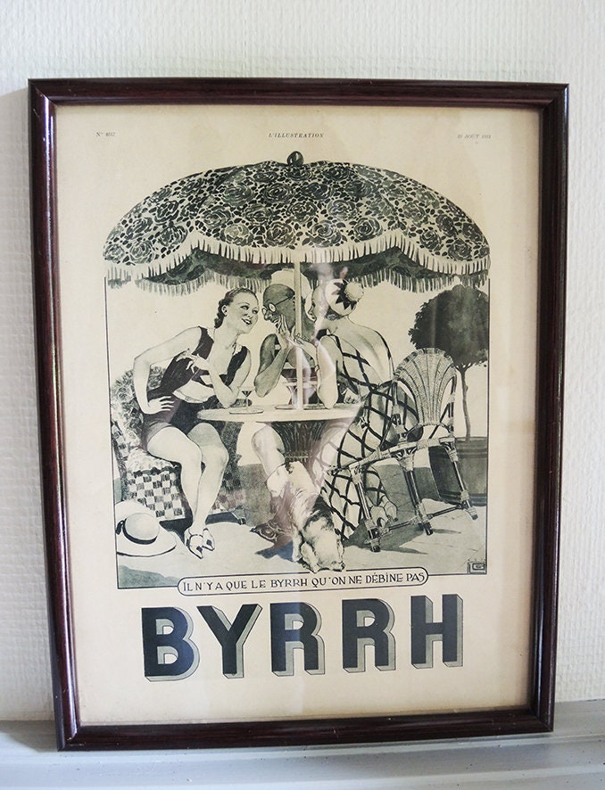 Antique Français Publicité Encadrée Byrrh