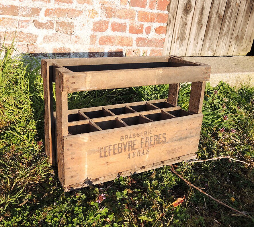 Caisse Antique Français en Bois de 10 Bouteilles - Lefebvre Freres Arras