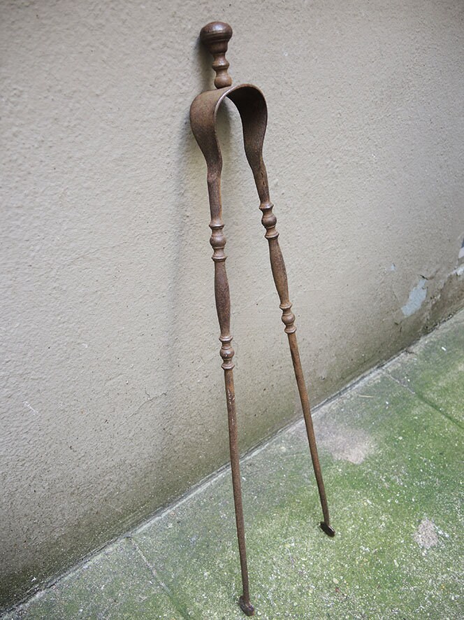 Pinces de Cheminée Antiques Français Brown-Patina