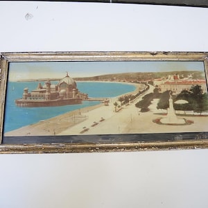 Vintage French Hand-Coloured Panoramic Photo of Nice