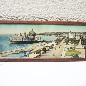 Foto panorâmica francesa antiga colorida à mão da Promenade des Anglais - Nice