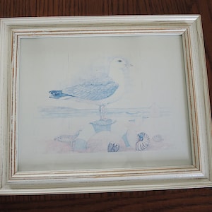 Antique French Framed Seagull Engraving