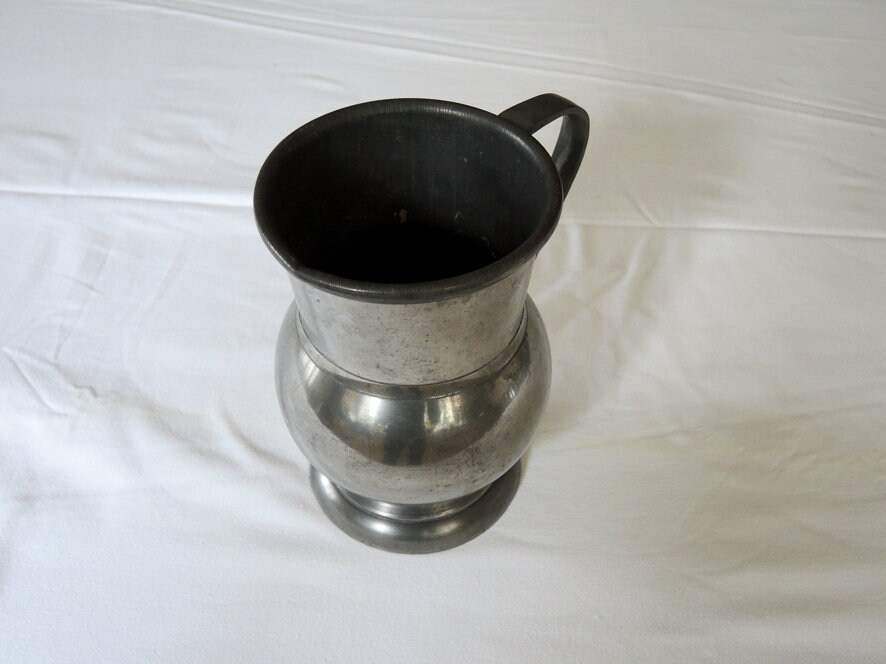 Pichet en Étain Français Antique avec Marques