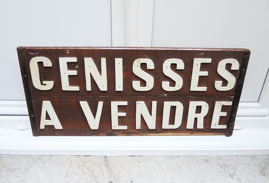 Antique French Reversible Sign "Heifers for Sale