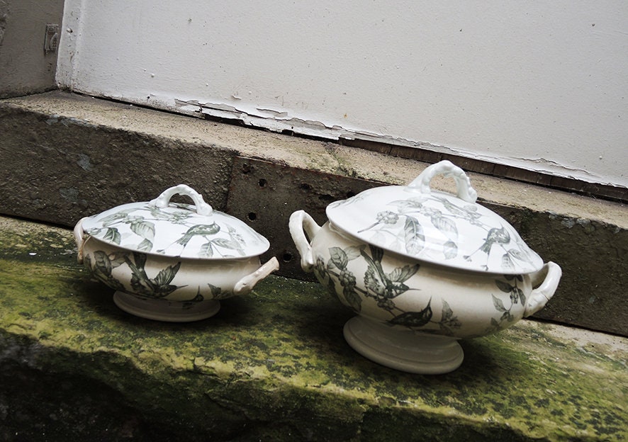 2 Antique French Ironstone Soup - Vegetable Tureens M. Avril, Le Havre Port