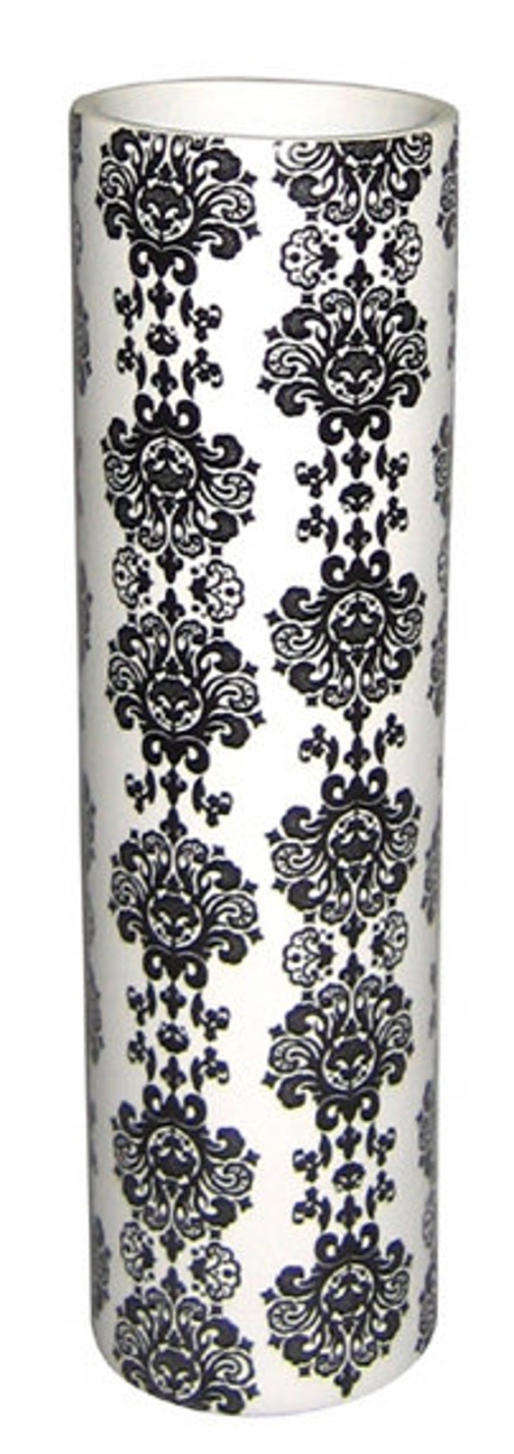 White Porcelain Bud Vase With Baroque Print