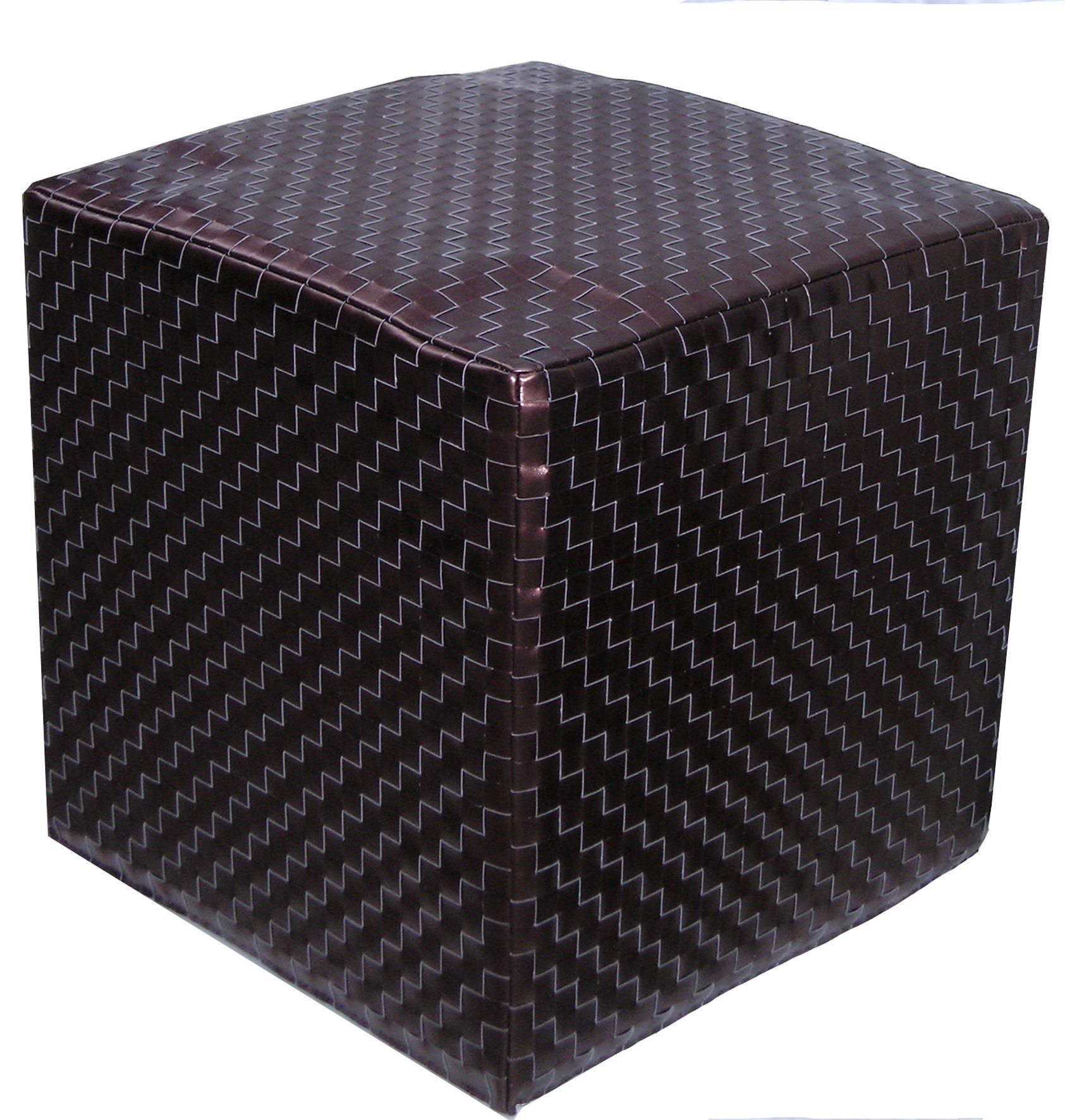 Pouf Carré en Faux Cuir de Cuivre