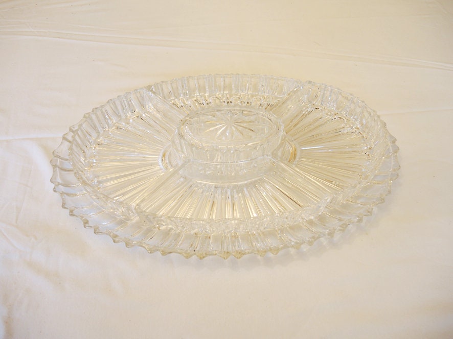 Antique Bohemian Crystal Aperitif Tray