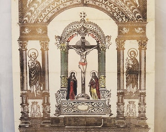 Antique Italian Print: The Crucifixion