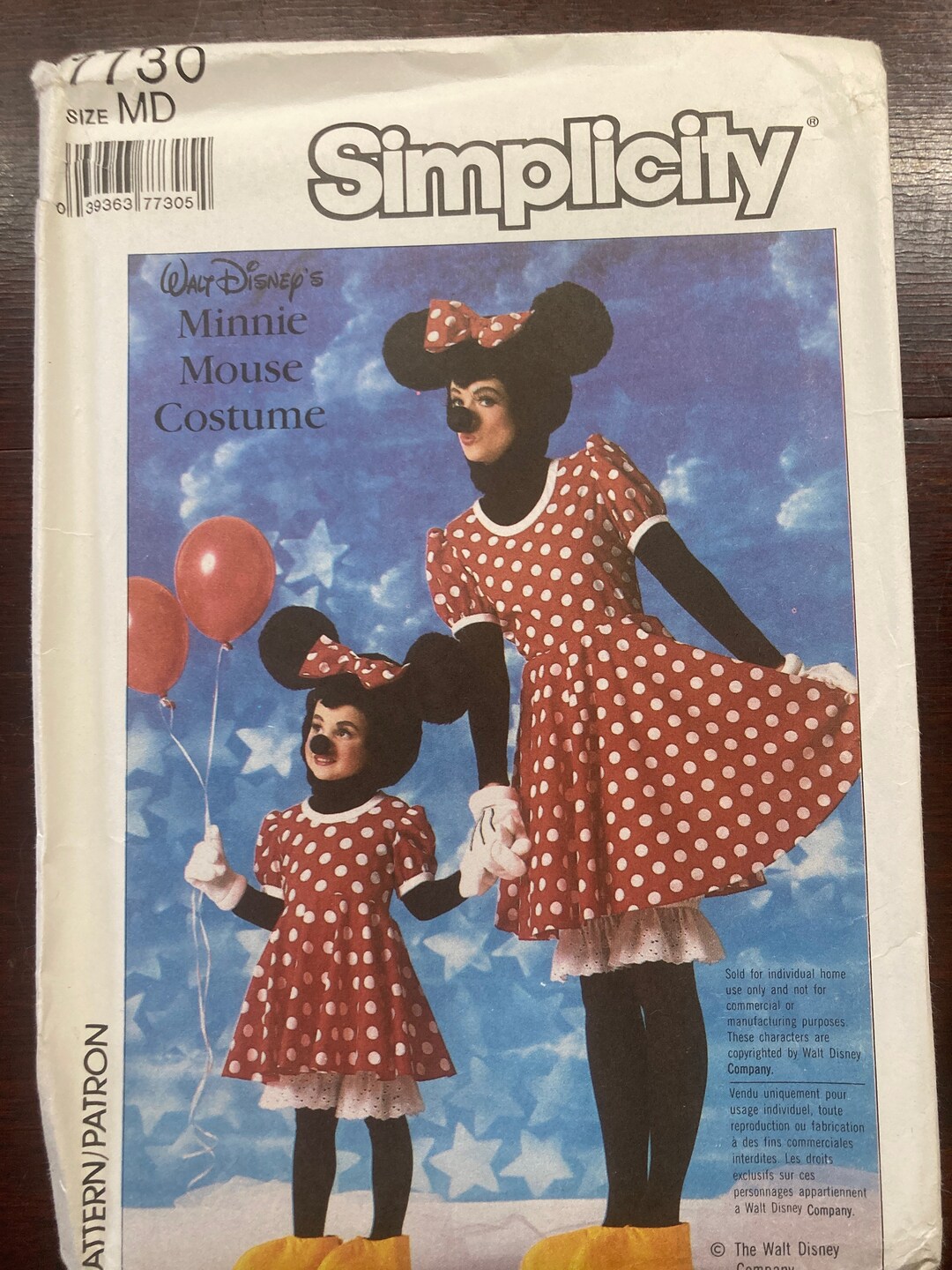 Simplicity 7730. Vintage 80s Minnie Mouse Costume. Disney. Size MD ...