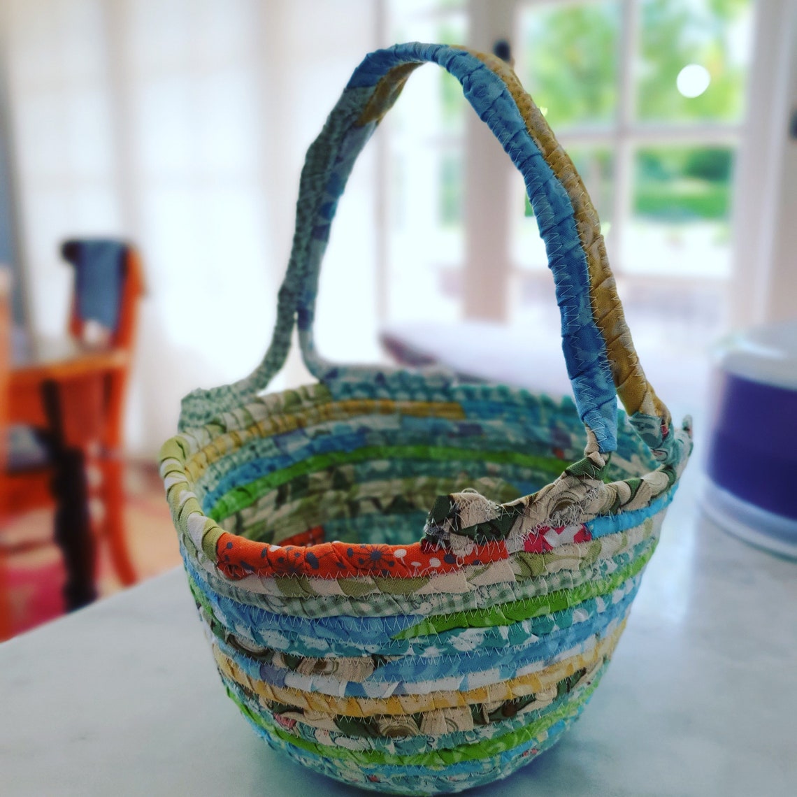 Fabric Covered Rope Basket Etsy