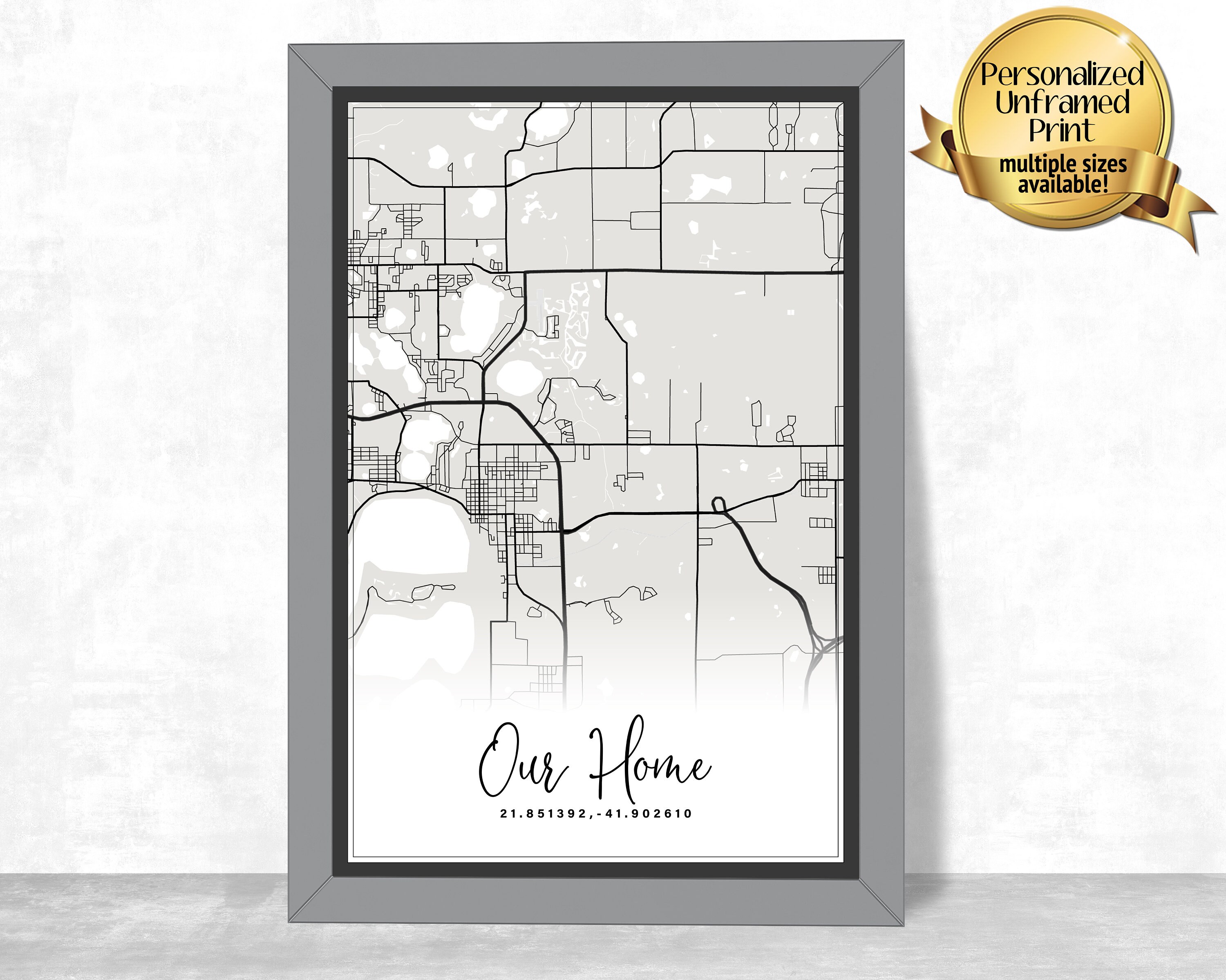 Personalized Location Map Print Custom City Street Map | Etsy