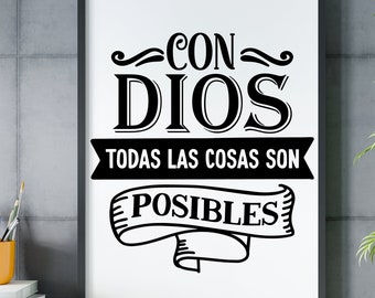 Con Dios Todas Las Cosas Son Posibles svg | png en espanol | Frases Religiosas svg | Frases Cristianas svg | Frases Bonitas svg | Frases png