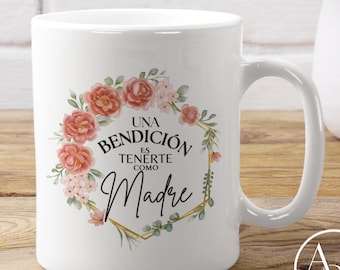 Etiqueta para taza del Día de la Madre en español de 11 oz y 15 oz PNG / Etiqueta para taza del Día de la Madre en español linda / Etiqueta para taza de mamá / Una Bendición es Tenerte Como Madre