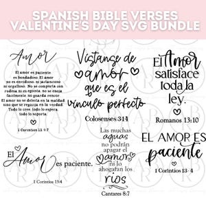 Paquete de svg de San Valentín en español / Paquete de svg con versículos bíblicos en español con temática de San Valentín / Paquete de 6 PNG / svg en español / Archivos digitales en español