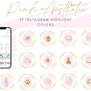 37 Pink and Gold Aesthetic Instagram Highlight Covers | Pink Instagram Highlight Covers | Covers for Bloggers |