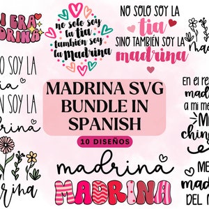 Madrina svg Bundle / Paquete Frases Para Madrina png / Madrina PNG / Diseños en Español svg y png / Madrinas svg / Paquete de svg en Espanol