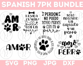 Pacote de svg em espanhol de Perro png | Desenhos de mascote png | png em espanhol | designs em espanhol| Amante de perros svg | Perros png |