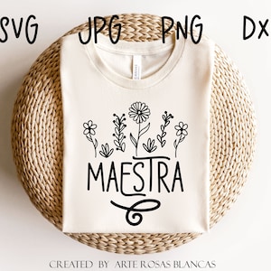 Maestra svg | Maestra Wildflowers svg | Spanish svg | Spanish Teacher svg | Profesora svg | Maestra Flores svg
