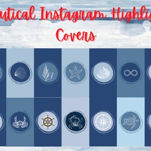 28 Nautical Instagram Highlight Covers, Ocean themed Instagram Icons For Bloggers, Blue icons, Nautical Sea icons