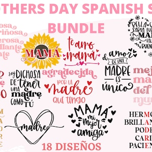 Pacote SVG Feliz Dia de las Madres | Pacote SVG espanhol | Mães svg | Pacote SVG em espanhol | Dia das Mães svg