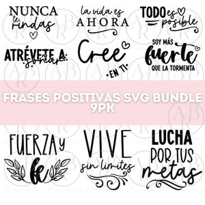 Frases Positivas Cortas en Español svg Bundle / Paquete de svg Frases Positivas svg / Frases Bonitas svg / Frases Cortas svg / PNG