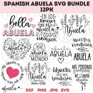 Paquete de 12 SVG de abuela / Paquete de SVG de abuela / Paquete de PNG / Paquete de SVG de abuela en español / Paquete de SVG en español /
