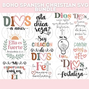 Spaanse boho elegante SVG-bundel | 11 stuks svg-bundel | Bijbelverzen svg in het Spaans | Religieuze zinnen svg | Spaans png-bestand | Christelijke SVG-bundel