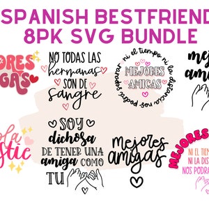 Paquete svg Mejor Amigo Español 8Pack / Paquete png Mejor Amigo Español / Día Internacional del Amigo svg en español / Español svg /