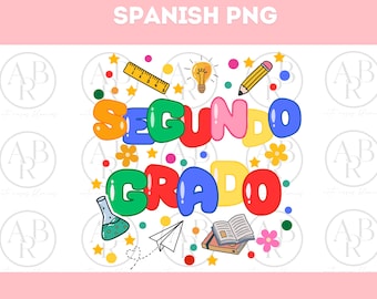 Segundo Grado png | Nuevo Año Escolar png | png en español | Diseño en Espanol Escolar | Escuela png | Cricut | Para Camisas