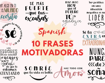 10 frasi motivazionali pacchetto in formato SVG / frasi positive in formato SVG / Latina png / SVG in spagnolo / frasi Bonitas in formato SVG / frasi in spagnolo in formato SVG